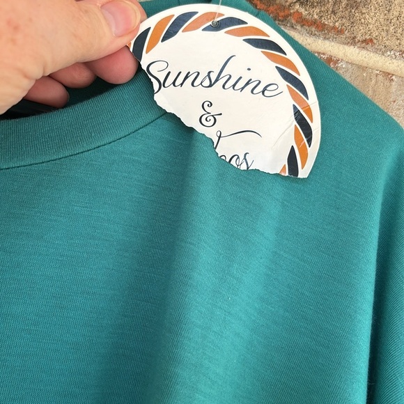 Sunshine & Rideo Teal Leopard Print Sequin Long Sleeve Top - Picture 6 of 8